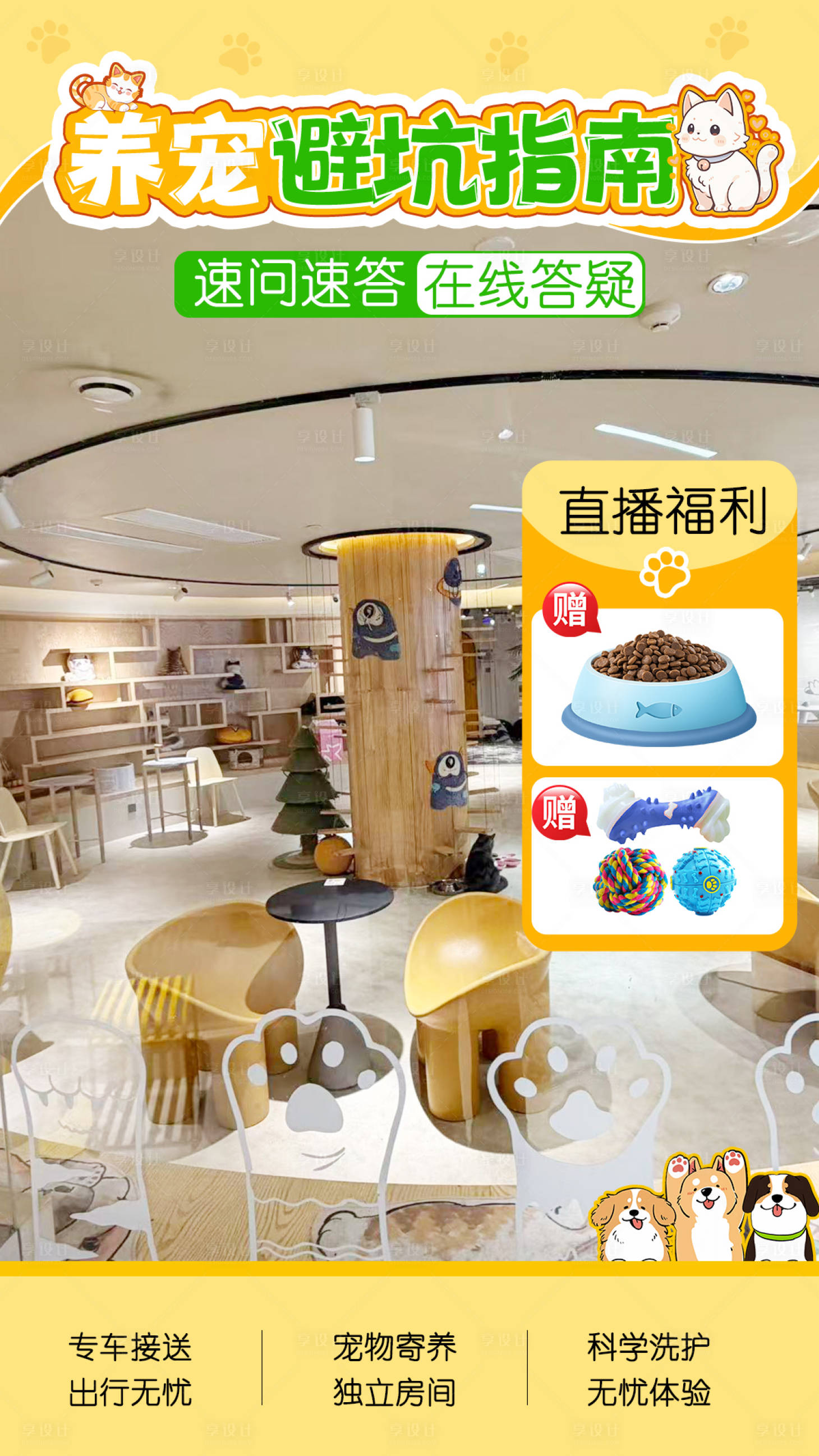 源文件下载【享设计】搜索编号：61840034652865206【宠物游玩寄养直播背景贴片】