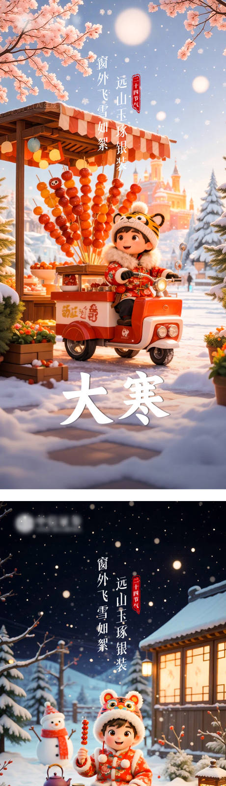 源文件下载【享设计】搜索编号：54550034491924286【大寒大雪节气系列海报】