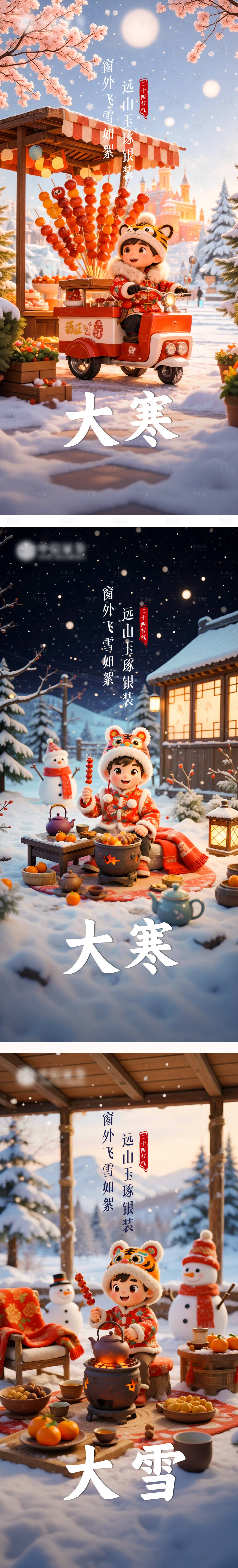 源文件下载【享设计】搜索编号：54550034491924286【大寒大雪节气系列海报】