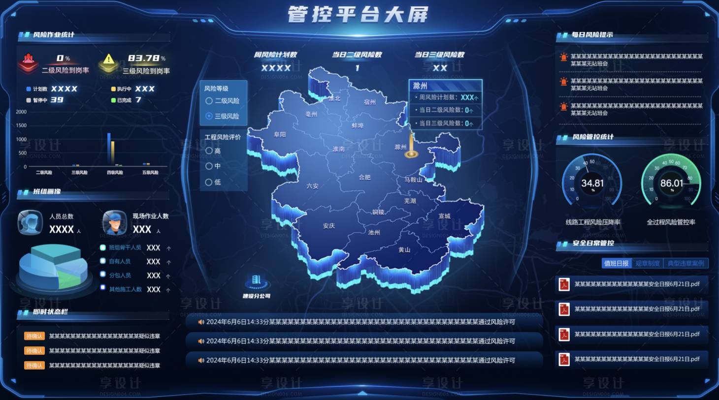 源文件下载【享设计】搜索编号：16530034537882934【安全管控大数据可视化UI设计】