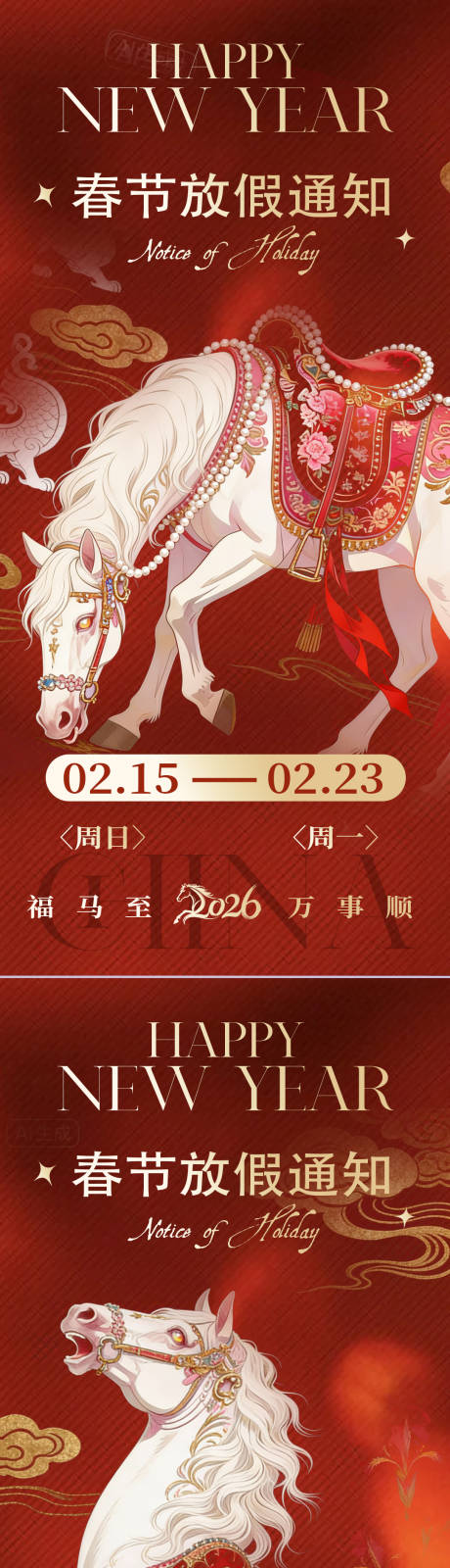 源文件下载【享设计】搜索编号：81730034733291581【马年放假通知海报】