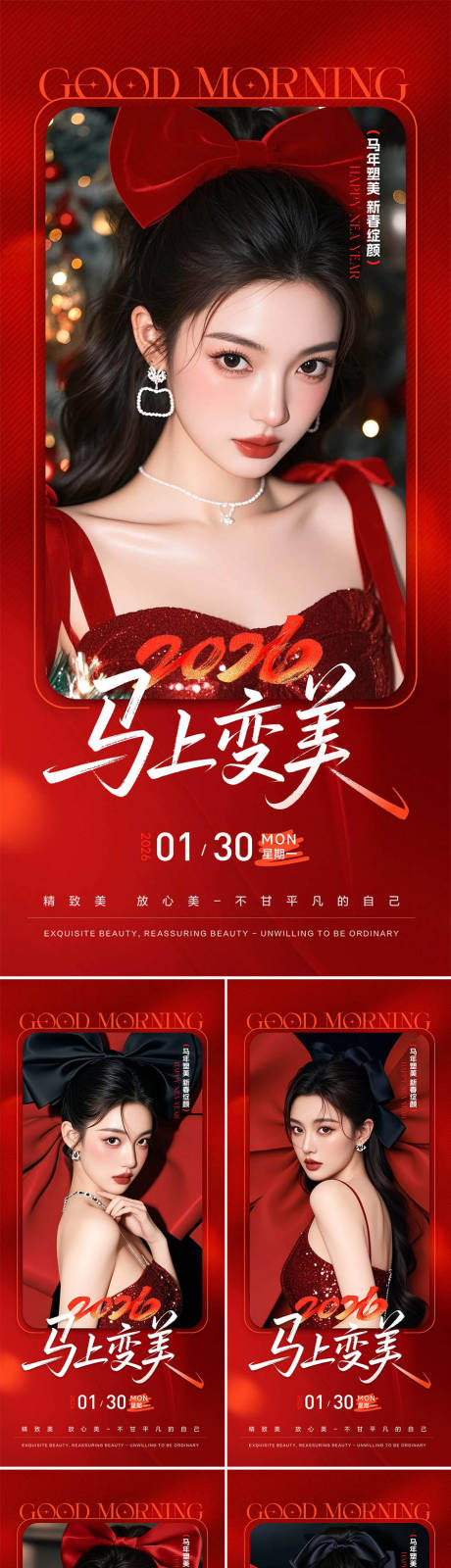 源文件下载【享设计】搜索编号：19140034711432739【医美整形早安新年日签系列海报】