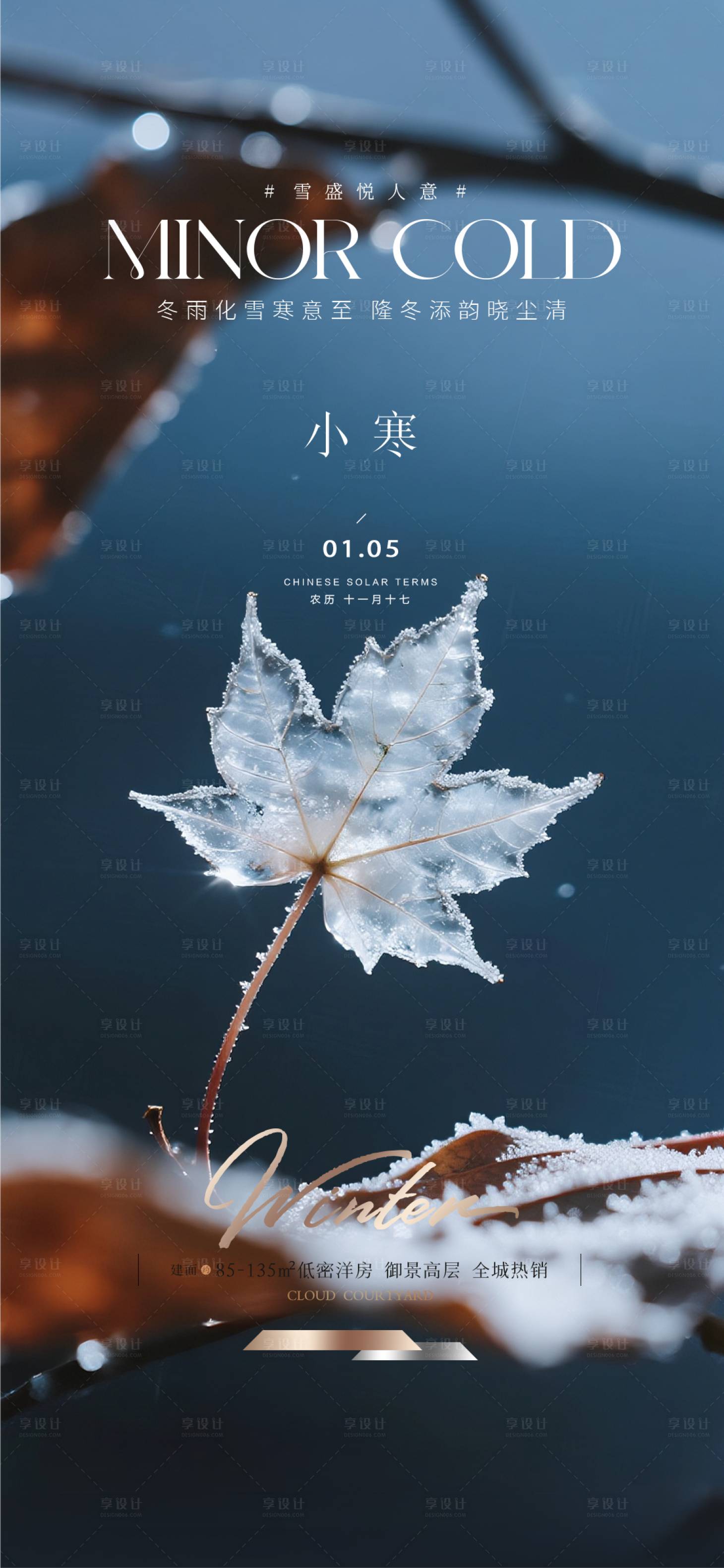 源文件下载【享设计】搜索编号：45510034299075046【地产小寒质感海报】