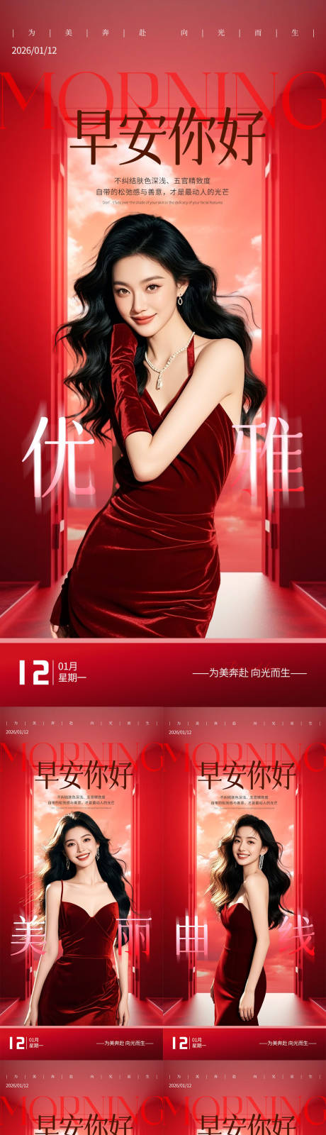 源文件下载【享设计】搜索编号：91760034777733158【医美早安日签系列海报】