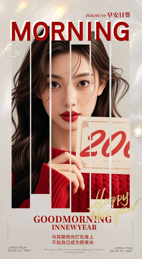 源文件下载【享设计】搜索编号：61560034799174087【美女早安图】