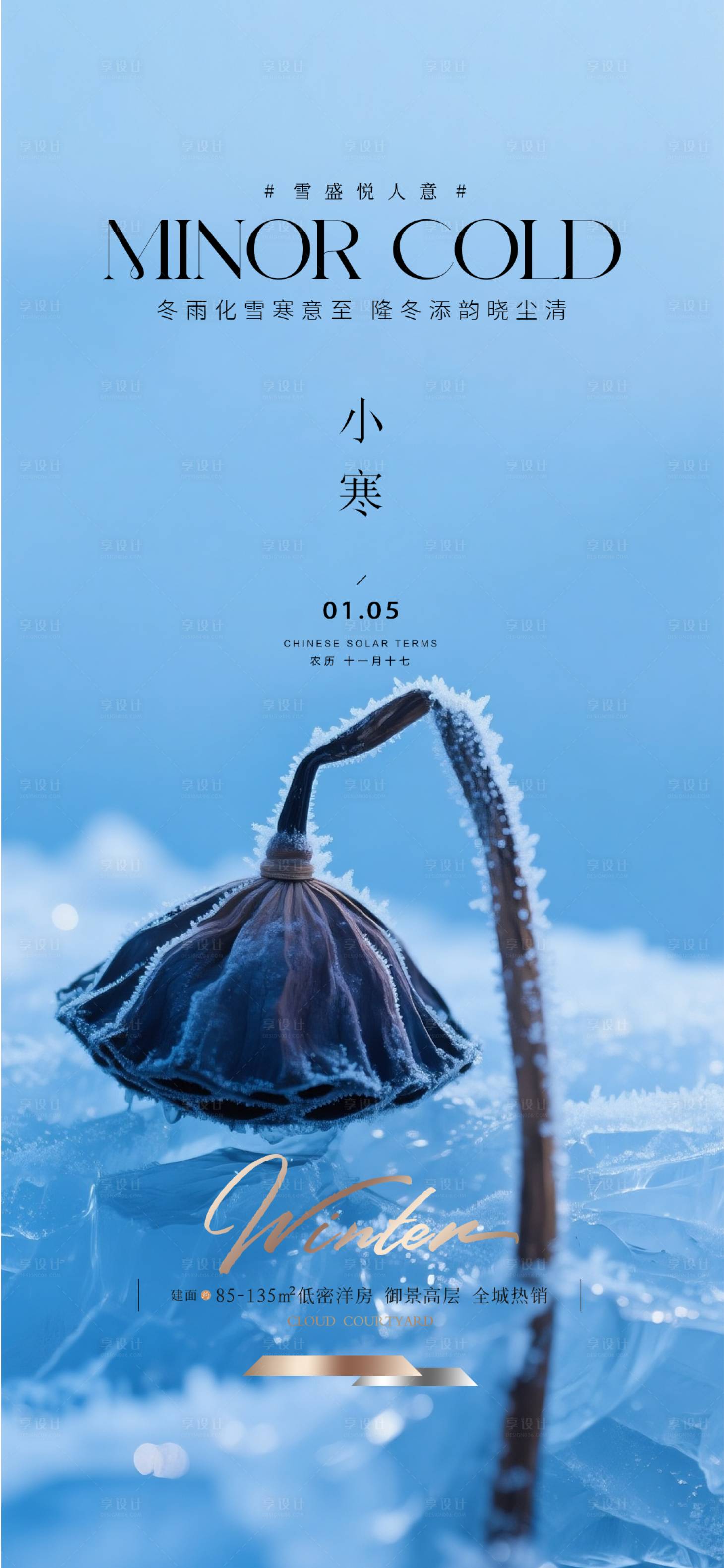 源文件下载【享设计】搜索编号：17450034320533834【地产小寒质感海报】