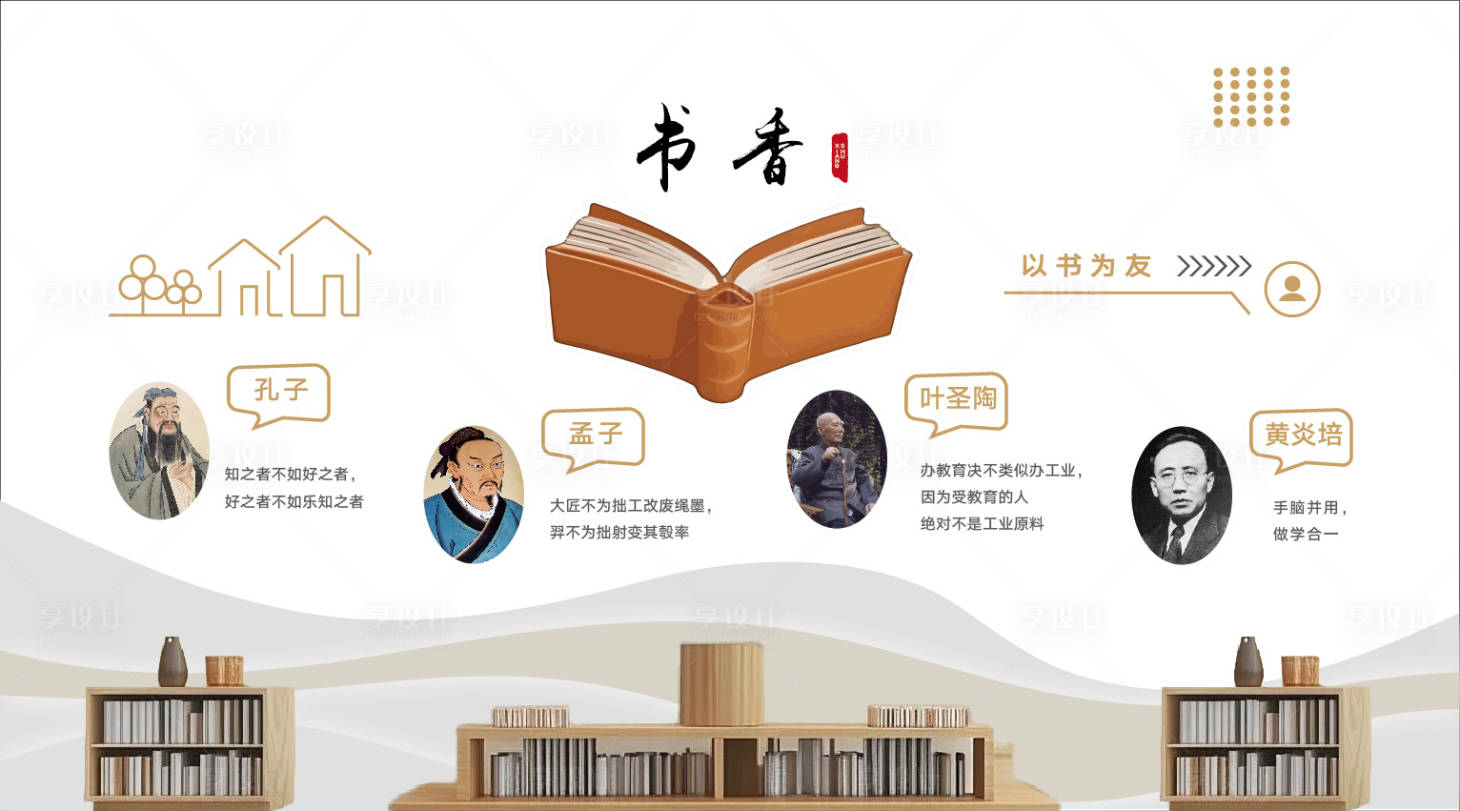 源文件下载【享设计】搜索编号：55850034416931745【校园书香文化墙】