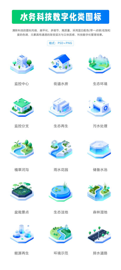源文件下载【享设计】搜索编号：39100034499264032【水务生态科技数字化图标】