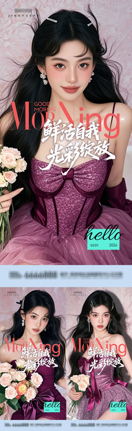 源文件下载【享设计】搜索编号：23870034656223079【医美早安系列海报】