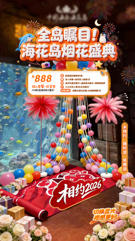 源文件下载【享设计】搜索编号：86040034480024876【乐园暖冬烟花盛典直播间海报】