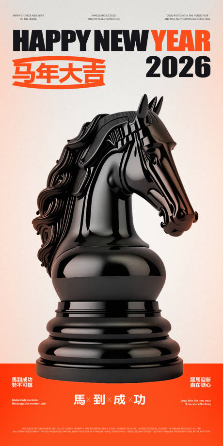 源文件下載【享設計】搜索編號：70980034337245504【馬到成功棋子海報】