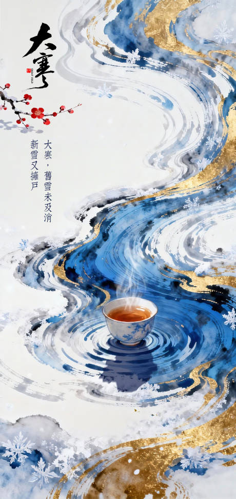 源文件下载【享设计】搜索编号：93930034743704071【24节气大寒节气水墨风意境海报】