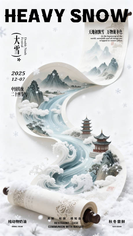源文件下载【享设计】搜索编号：68850034307762581【大雪小雪冬至节气海报】