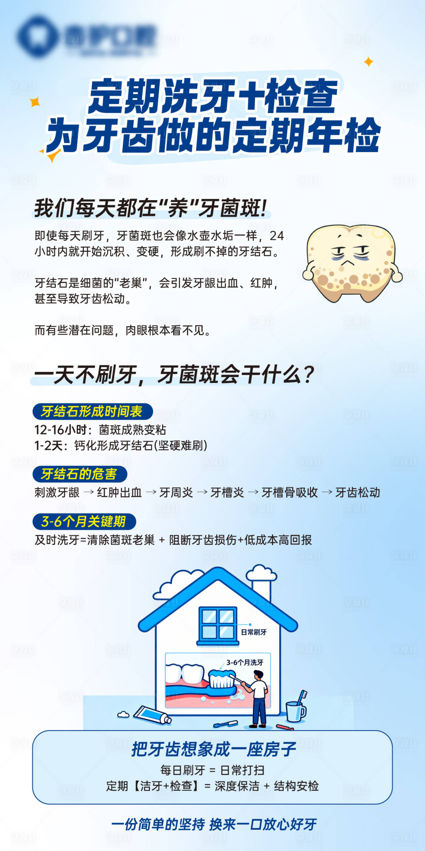 源文件下载【享设计】搜索编号：36540034357449154【牙科门诊口腔科普定期洁牙海报】