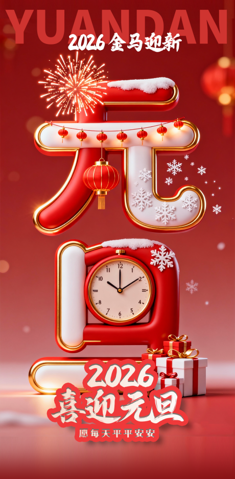 源文件下载【享设计】搜索编号：98320034429194220【元旦新年海报】