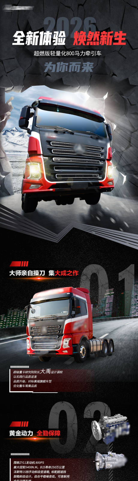 源文件下载【享设计】搜索编号：95290034790872107【卡车卖点长图海报】