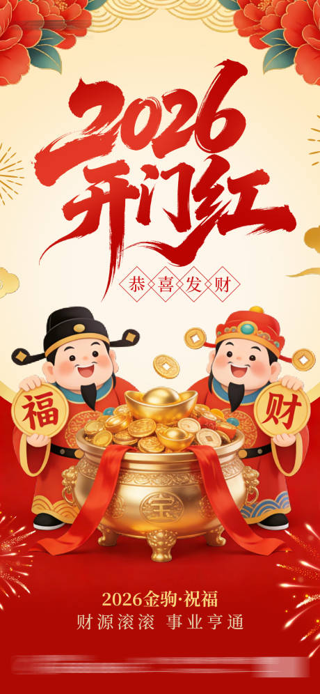 源文件下载【享设计】搜索编号：73730034780935067【2026马年开门红开门大吉祝福海报】