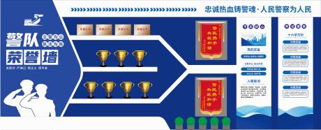 源文件下载【享设计】搜索编号：62560034674198684【蓝色简约现代警队荣誉墙警营党建文化墙】