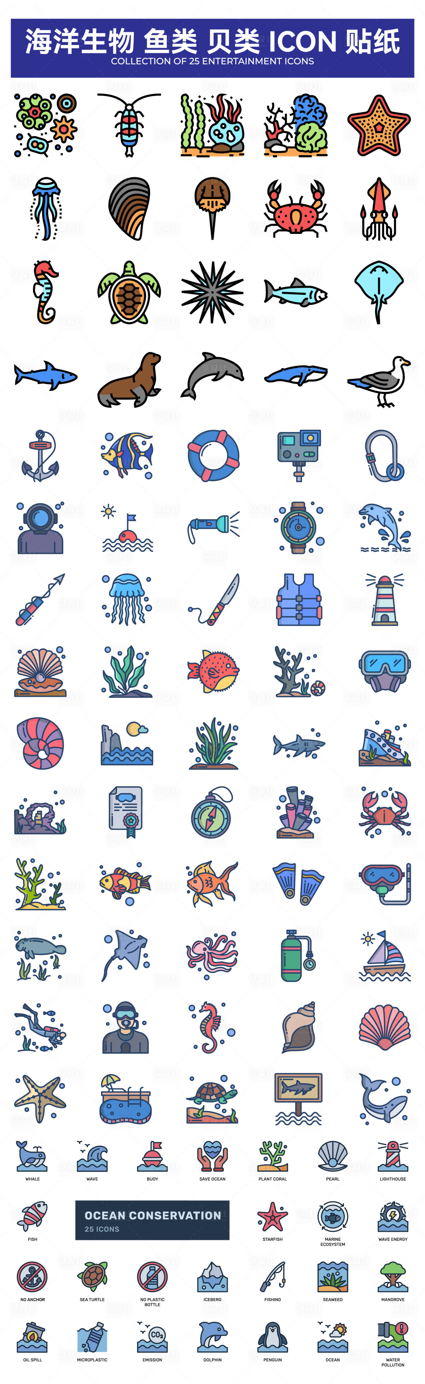 源文件下载【享设计】搜索编号：78970034403442423【海洋系列ICON】