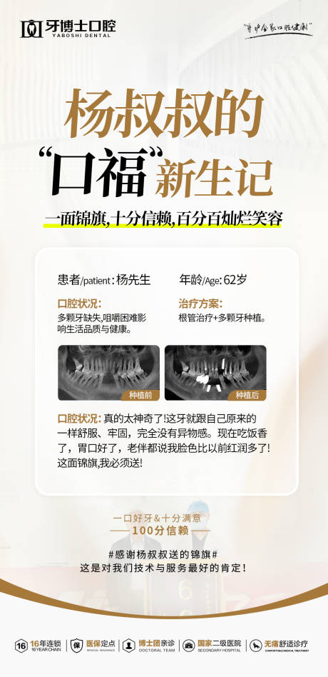 源文件下載【享設(shè)計】搜索編號：62760034580625794【種植牙案例海報】