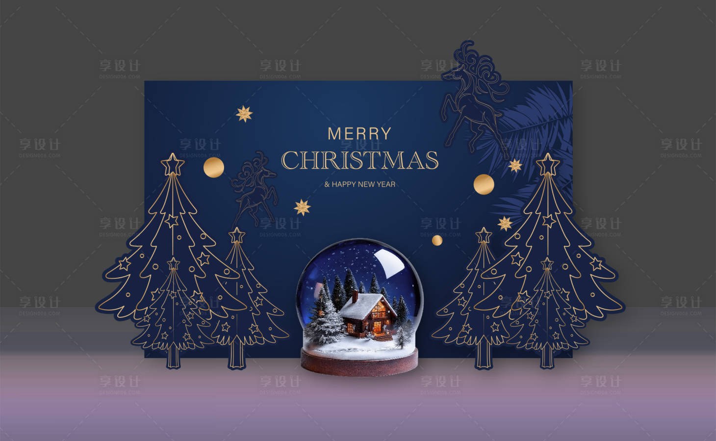 源文件下载【享设计】搜索编号：24360034366118175【深蓝色圣诞堆头】