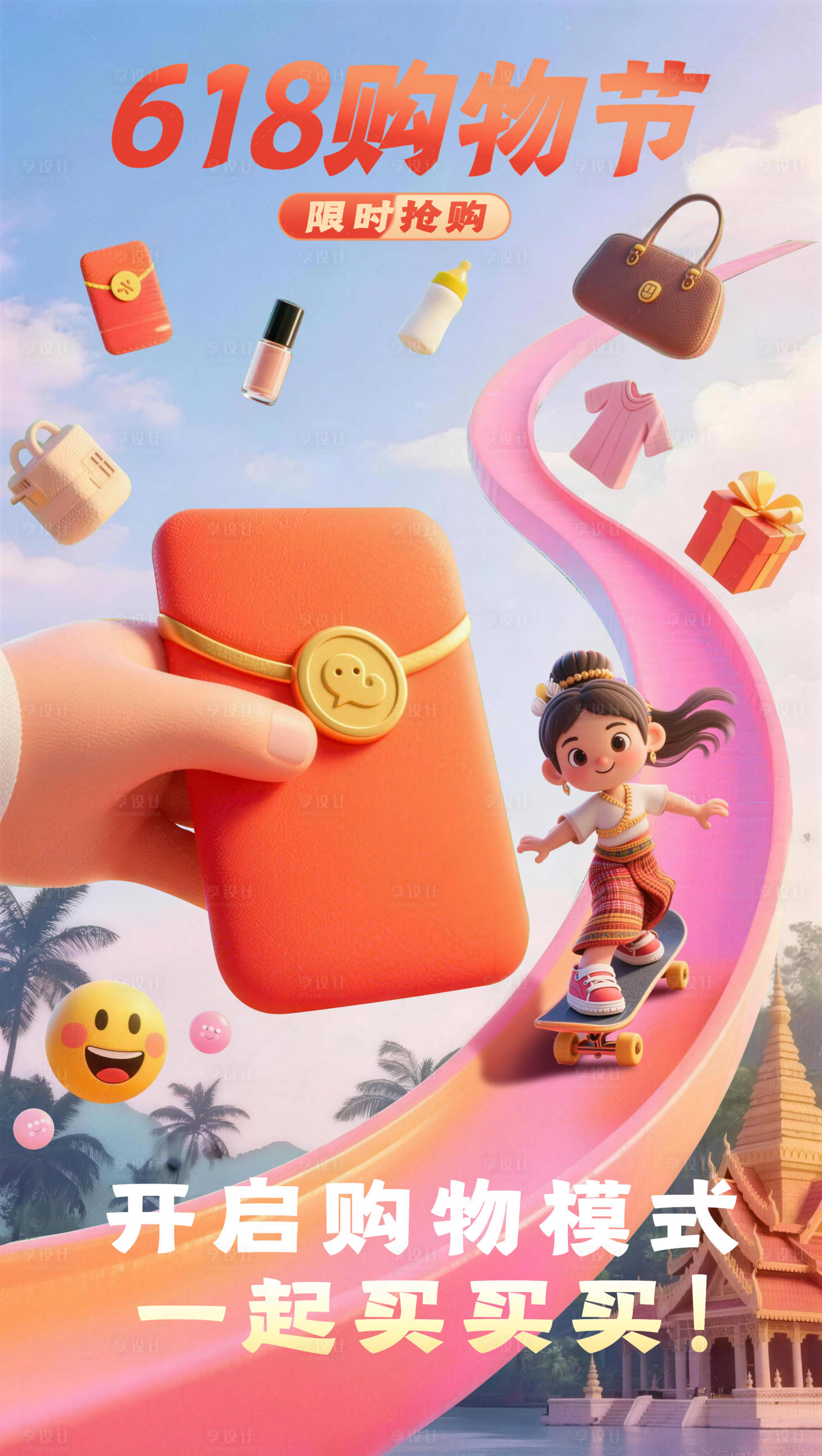 源文件下载【享设计】搜索编号：89900034731134308【618购物节banner】