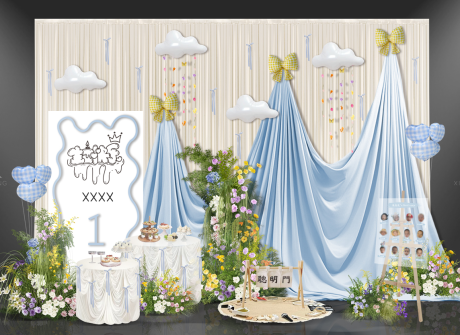 源文件下载【享设计】搜索编号：78540034307299876【韩式蓝色宝宝宴】