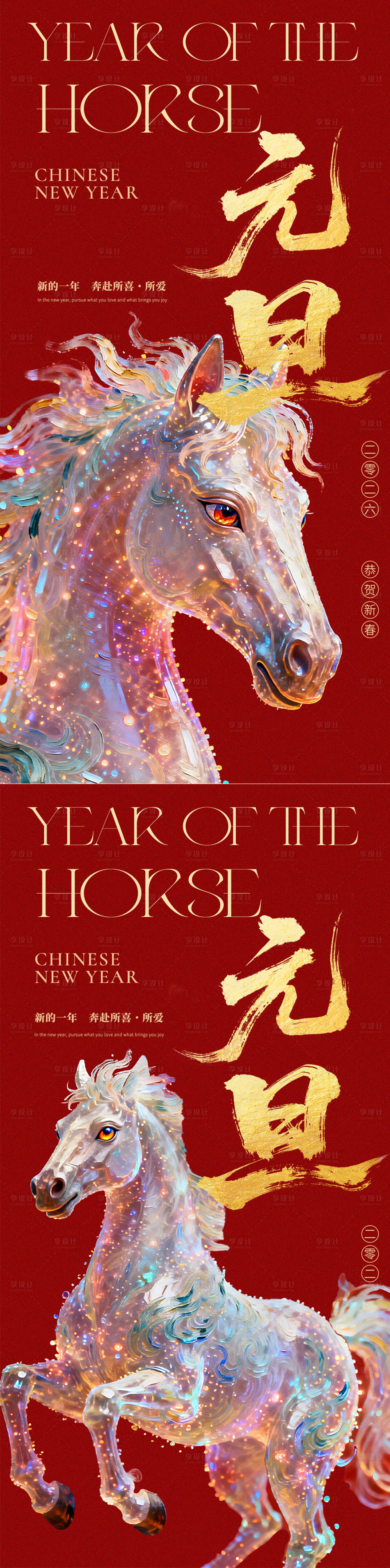 源文件下载【享设计】搜索编号：64330034693684375【马年红金地产海报】