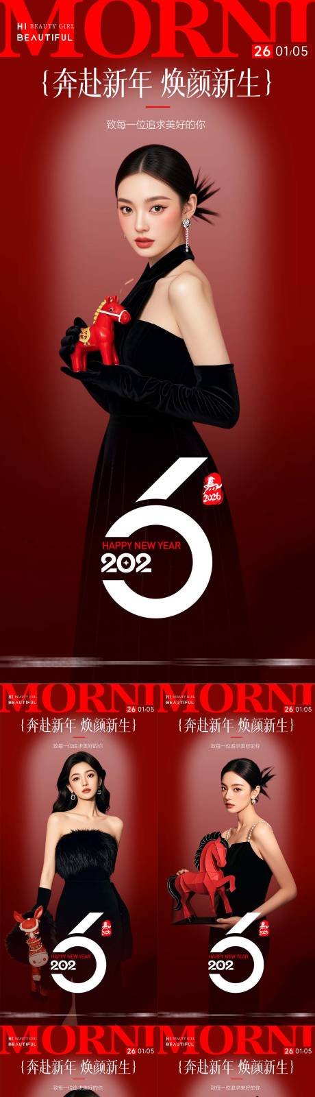 源文件下载【享设计】搜索编号：26870034800008855【医美早安图新年系列海报】