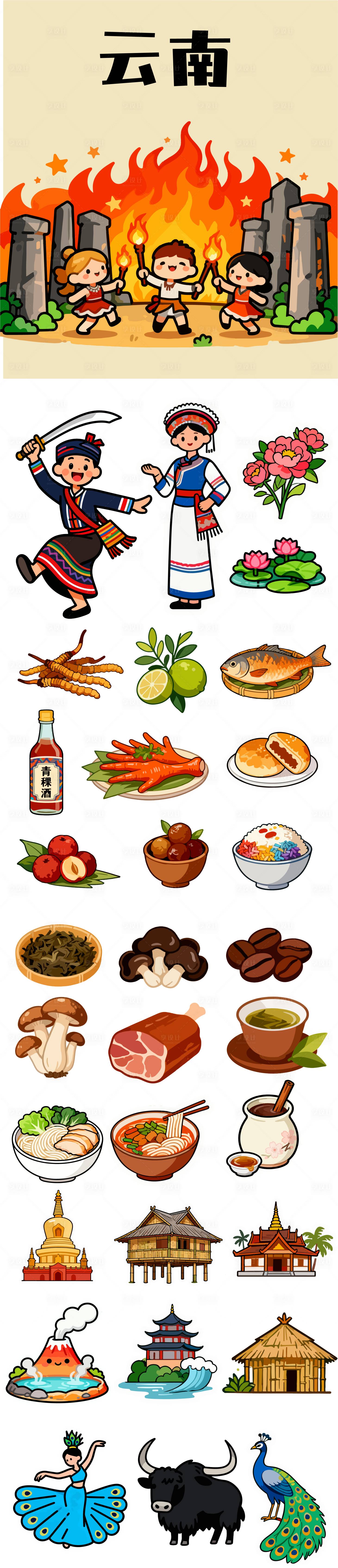 源文件下載【享設計】搜索編號：88080034357091813【云南旅行類貼紙】