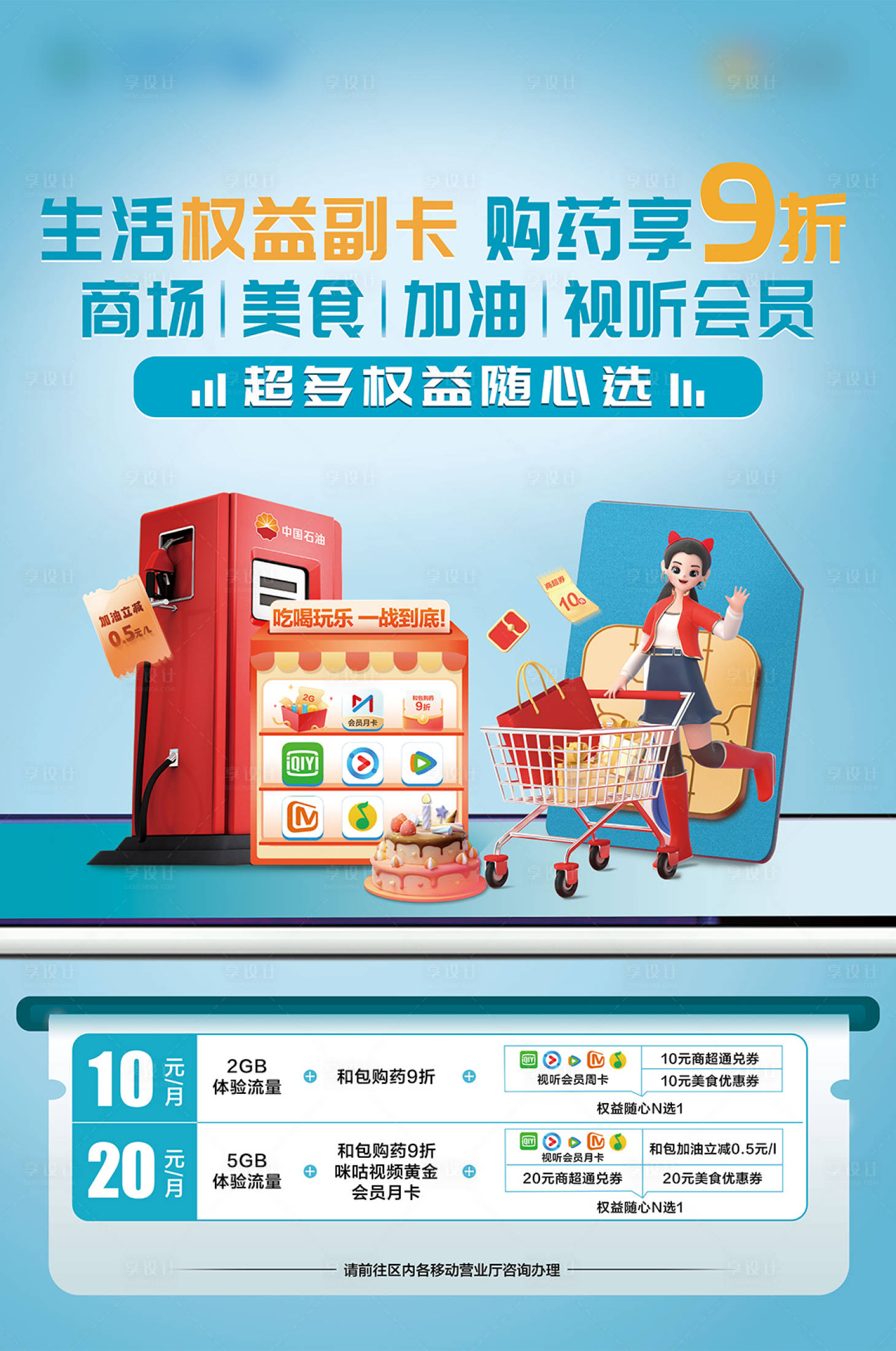 源文件下载【享设计】搜索编号：47810034551615634【生活权益副卡海报设计】