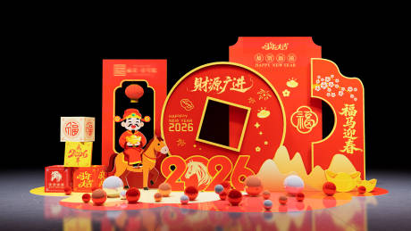 源文件下載【享設計】搜索編號：36900034532882024【2026馬年新年美陳堆頭】