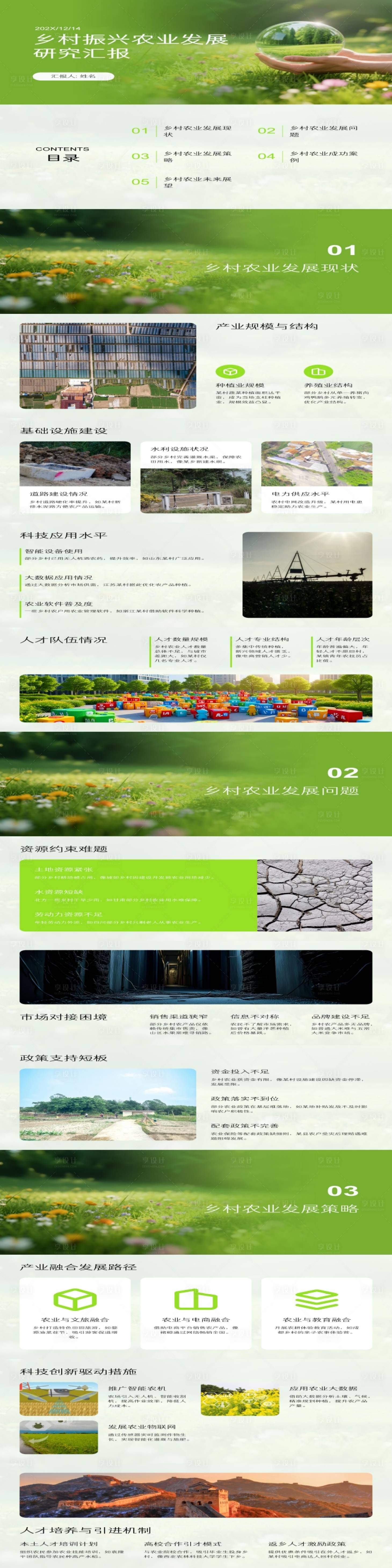 源文件下载【享设计】搜索编号：75920034520385946【乡村振兴农业发展研究汇报PPT 】