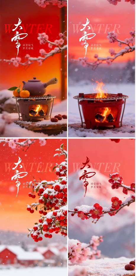 源文件下载【享设计】搜索编号：38820034330751373【大雪节气中式系列海报】