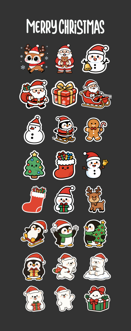 源文件下载【享设计】搜索编号：49600034408009844【圣诞元素卡通贴纸设计】