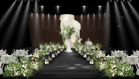 源文件下载【享设计】搜索编号：56050034574992873【咖色布幔婚礼效果图】