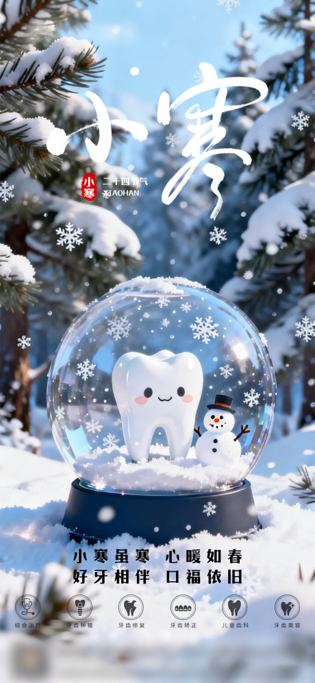 源文件下载【享设计】搜索编号：49610034785734992【口腔小寒节气海报 】