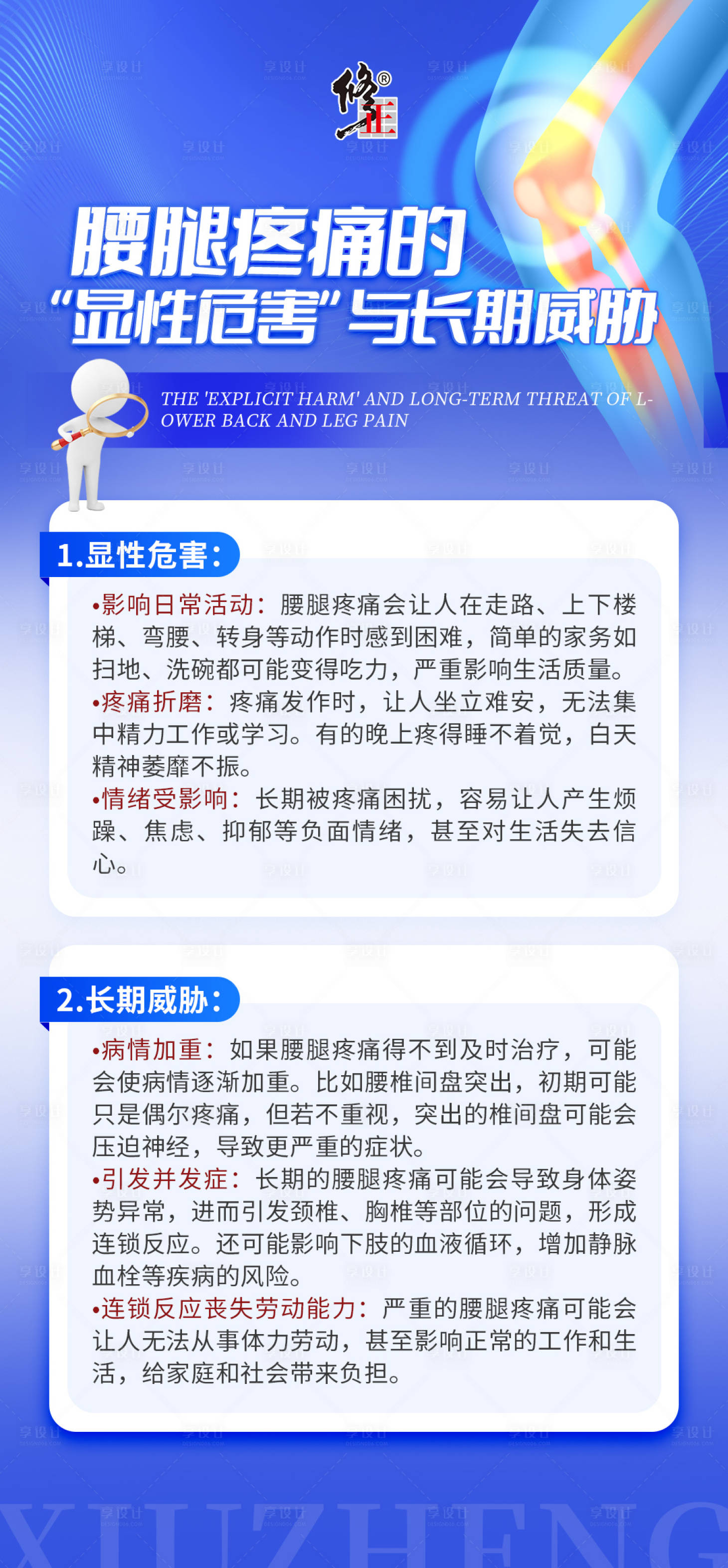源文件下载【享设计】搜索编号：66250034221107638【腰腿疼痛科普海报】