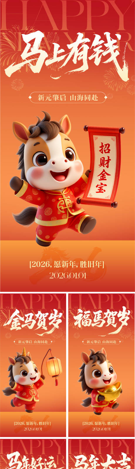 源文件下载【享设计】搜索编号：40050034634837909【2026年元旦马年新年海报】