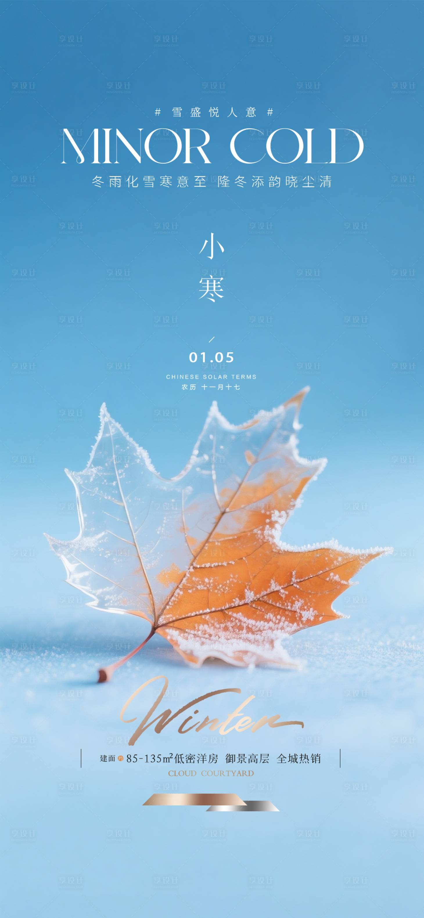 源文件下载【享设计】搜索编号：72130034297015477【地产小寒质感海报】