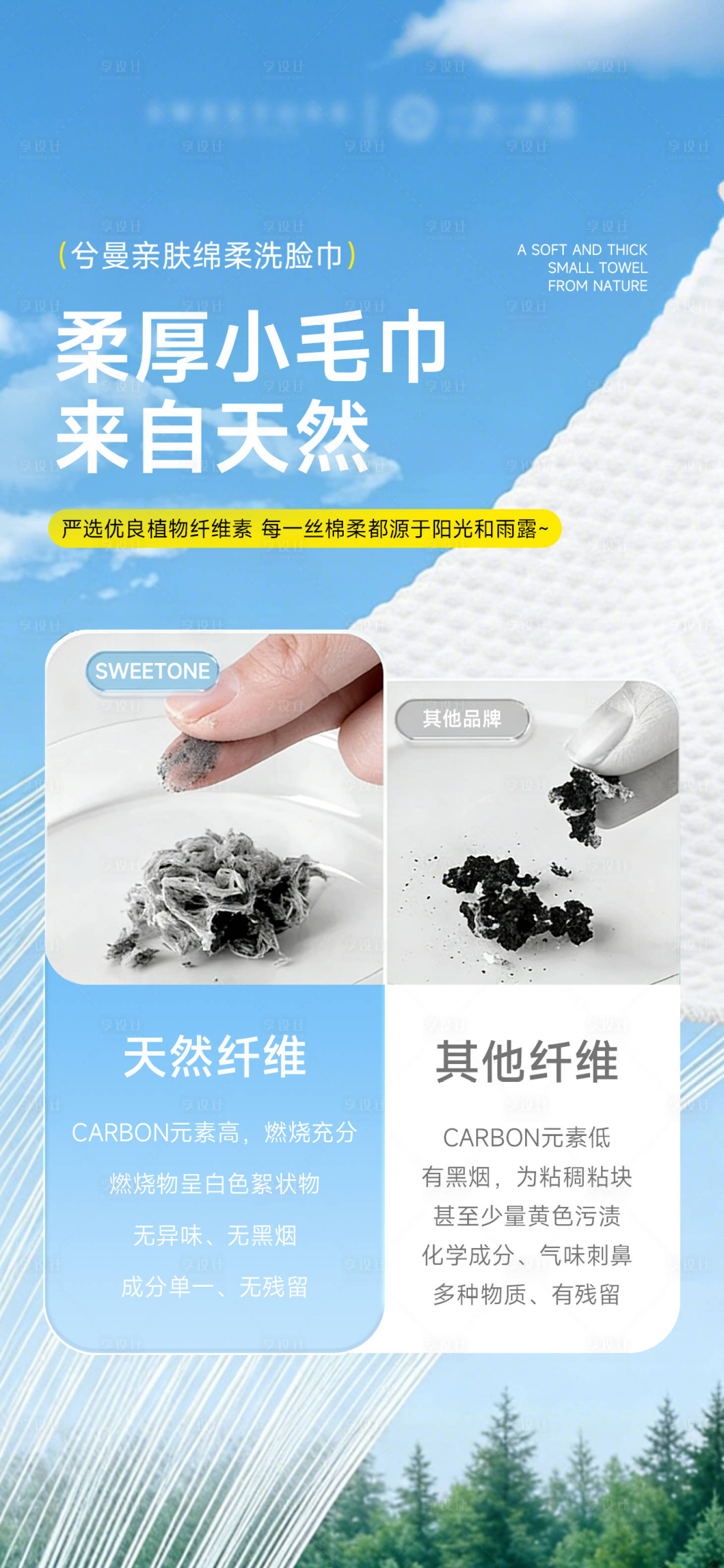 源文件下载【享设计】搜索编号：73660034666544190【洗脸巾柔棉巾产品海报】