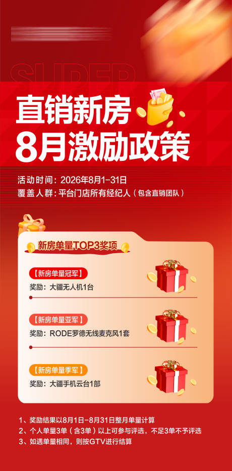 源文件下载【享设计】搜索编号：70640034614398356【房地产新房激励政策抽大奖红金色海报】