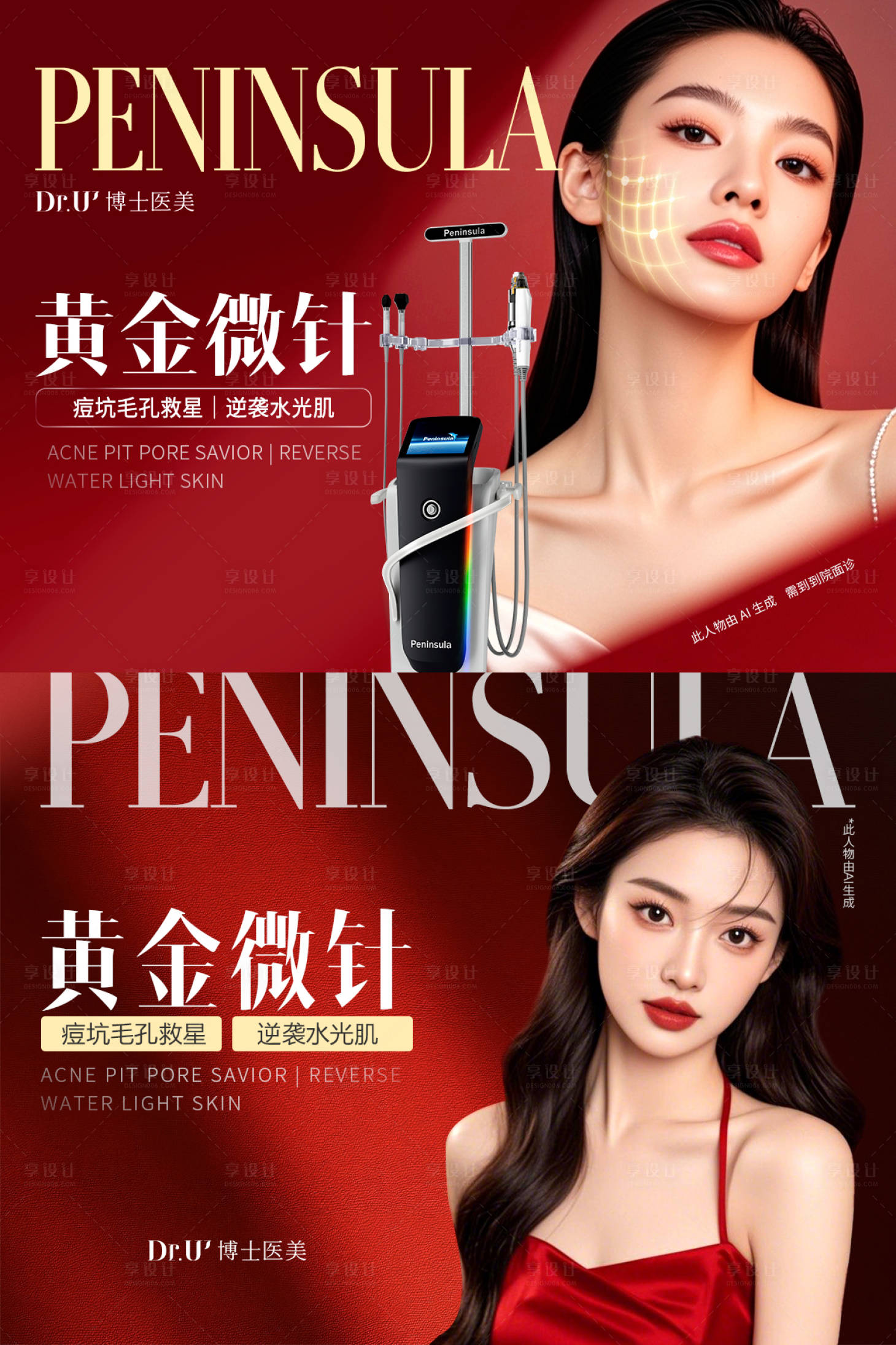 源文件下载【享设计】搜索编号：29960034585395158【医美黄金微针红色】