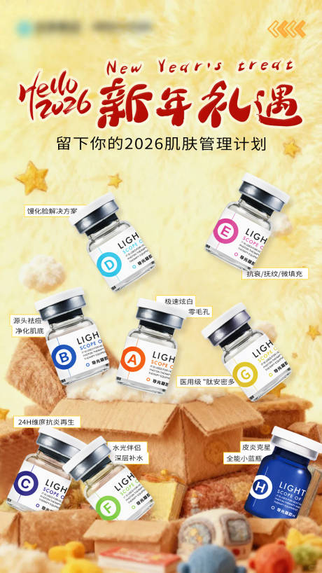 源文件下载【享设计】搜索编号：83190034786803245【医美产品新年礼遇海报】