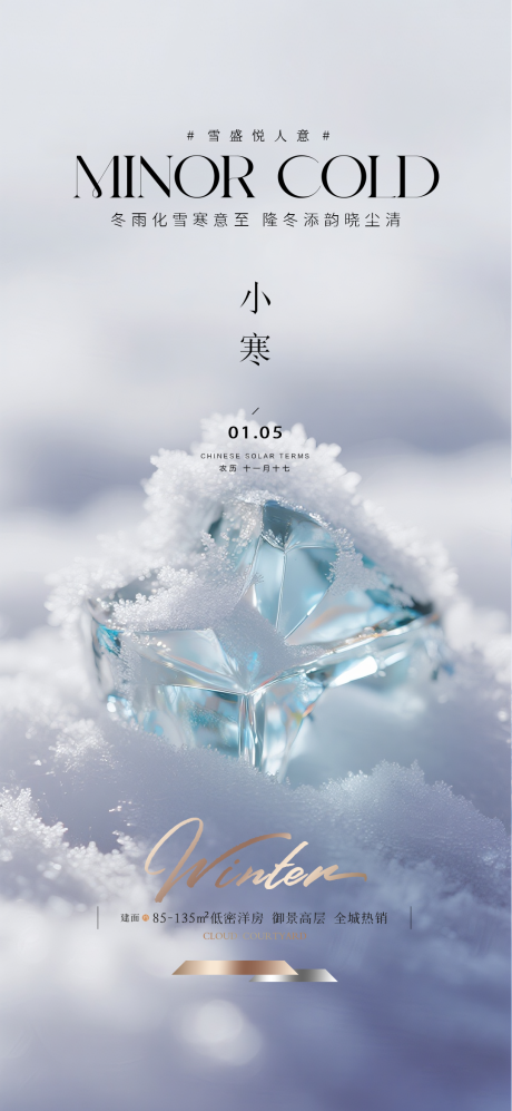 源文件下载【享设计】搜索编号：22930034298862205【地产小寒质感海报】