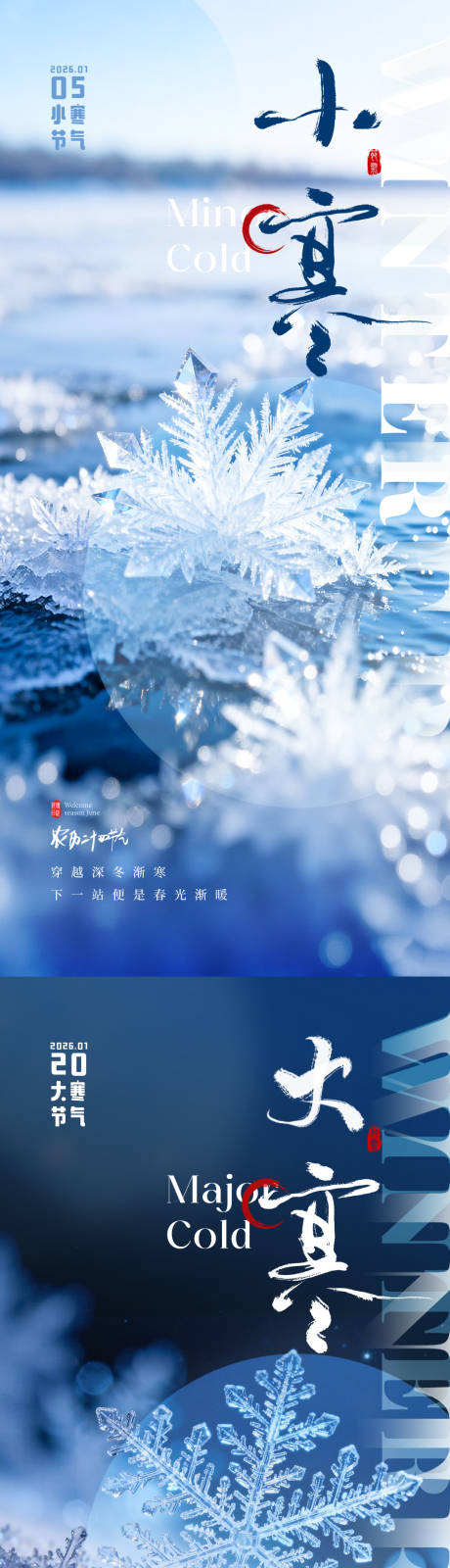 源文件下载【享设计】搜索编号：65540034724675355【小寒大寒节气冰花海报】