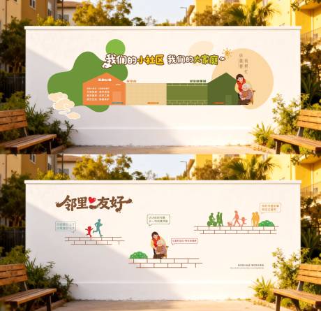 源文件下载【享设计】搜索编号：28280034621484077【社区邻里文化墙】