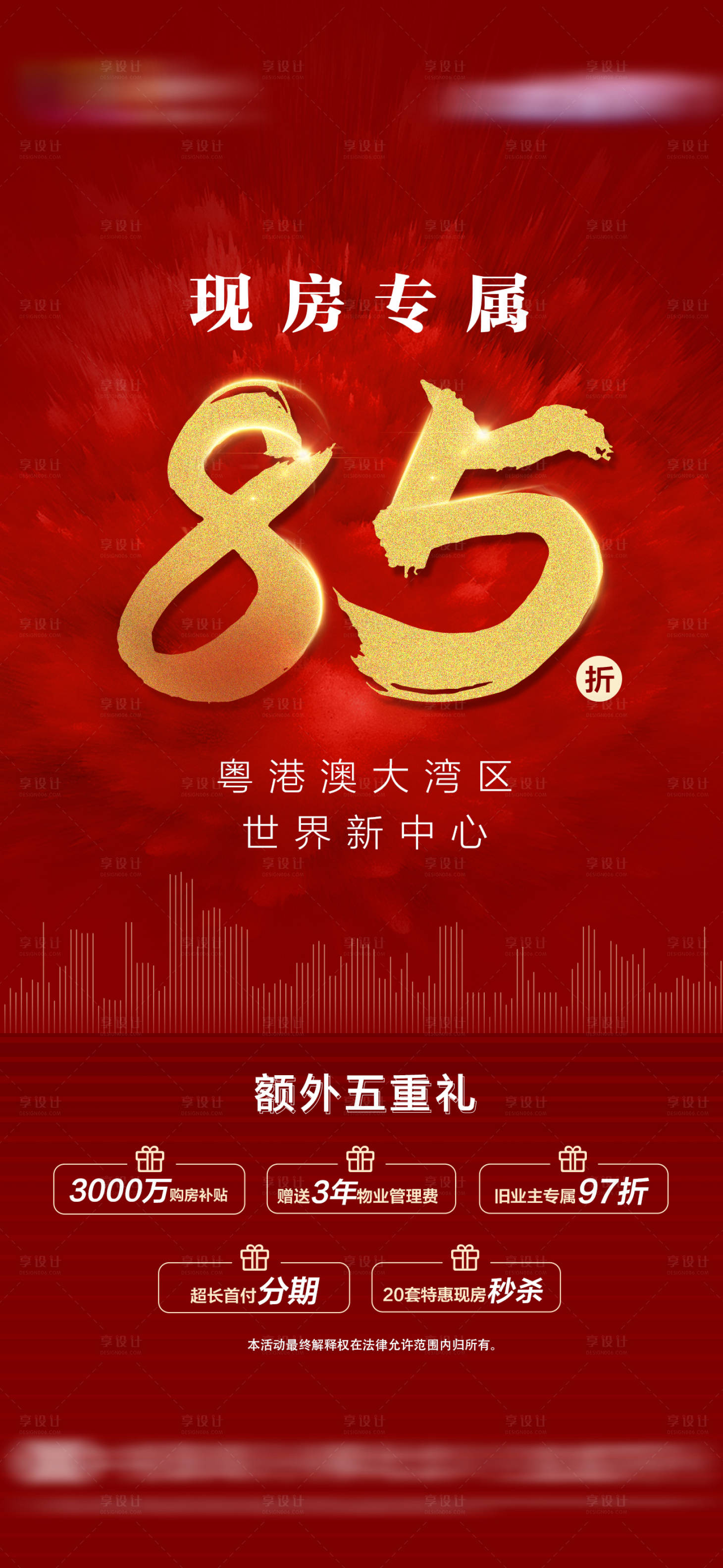 源文件下载【享设计】搜索编号：79580034340095108【地产现房热销钜惠85折海报】