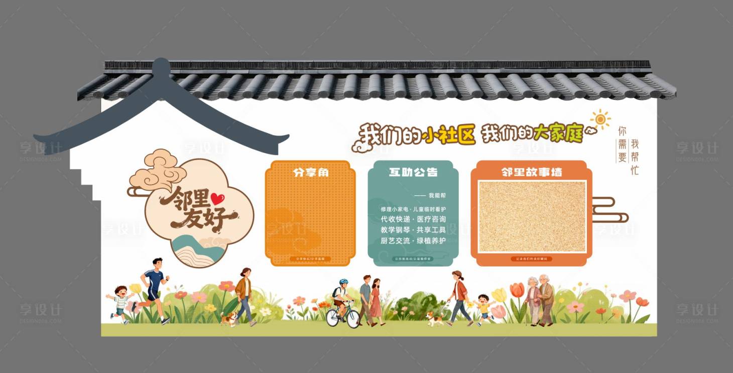 源文件下载【享设计】搜索编号：48280034403236476【社区邻里养老文化墙】