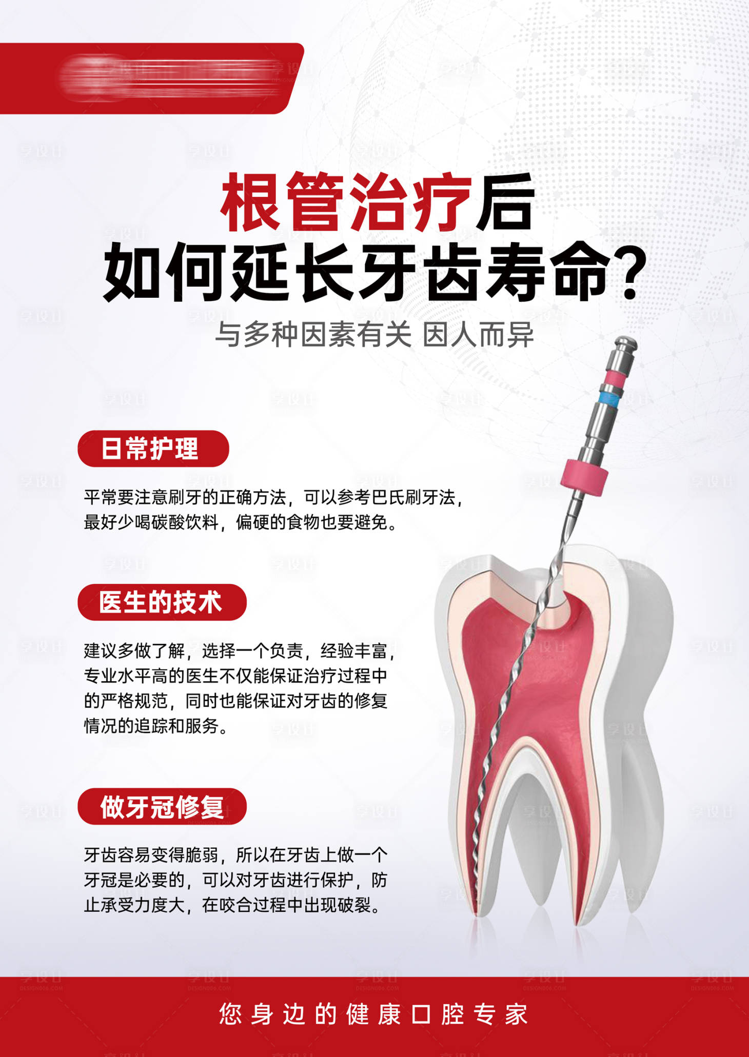 源文件下载【享设计】搜索编号：85110034304665209【牙齿根管治疗科普海报】